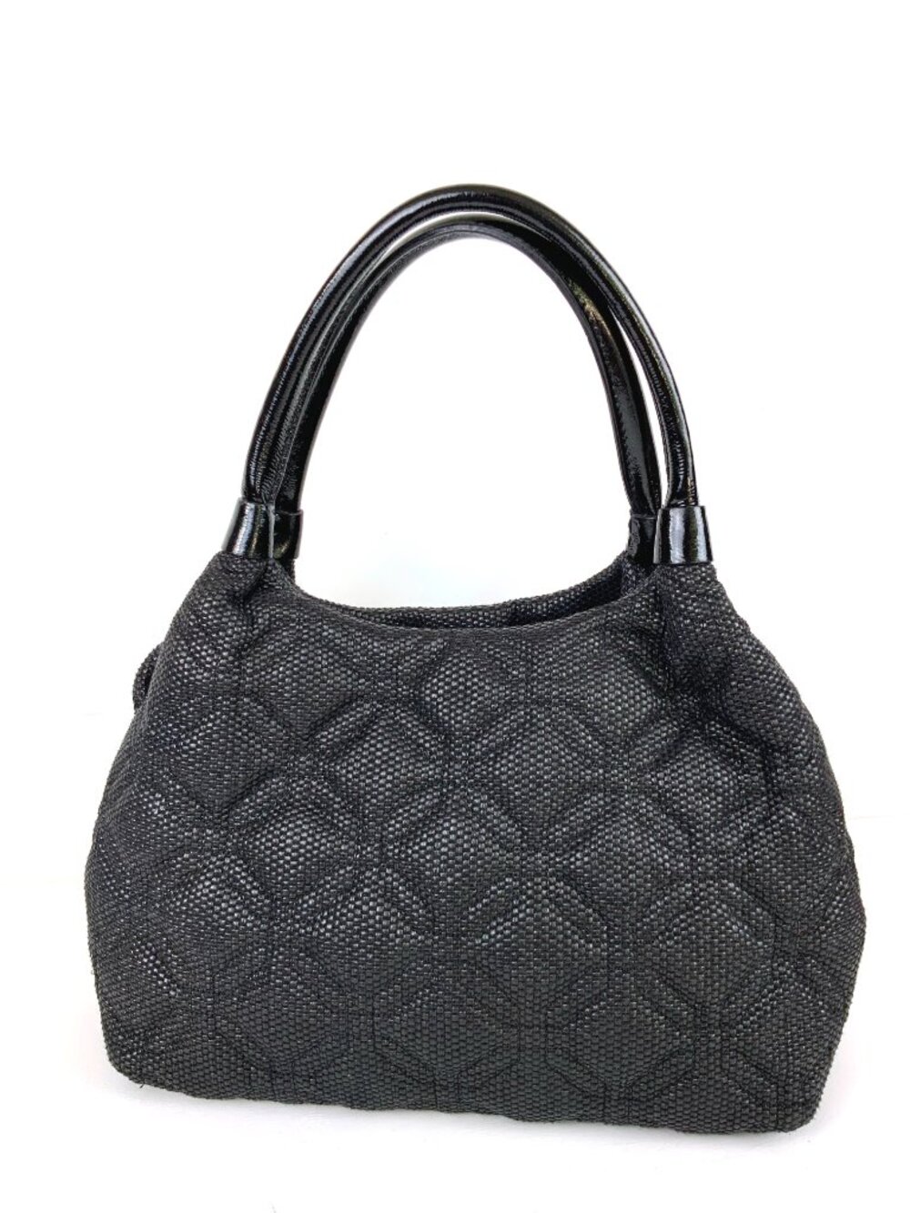 Kate Spade New York Black Quilted Woven Straw Satchel Hand Bag - Picture 5 of 16